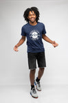 Navy Blue & White Grey Royalty Crew T-Shirt